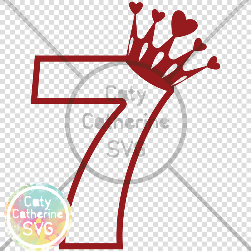 7 Seven Years Old Birthday Heart Crown Princess Svg   Number 4 With Crown Heart  HD Png DownloadTransparent PNG