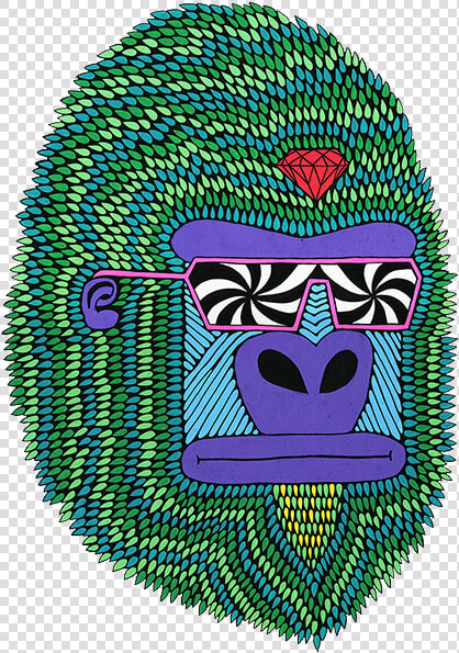 Sunglasses Artist Illustration Gorilla Paper Orangutan   Ape Art  HD Png DownloadTransparent PNG