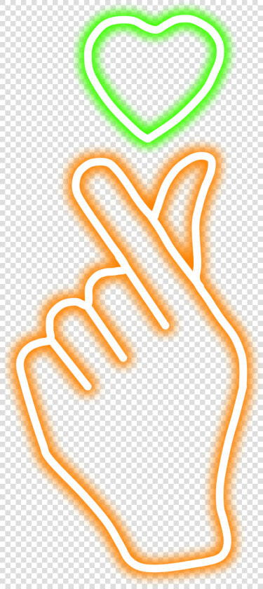  neon  glow  kpop  heart  orange  hand  freetoedit   Kpop Hand Heart Png  Transparent PngTransparent PNG