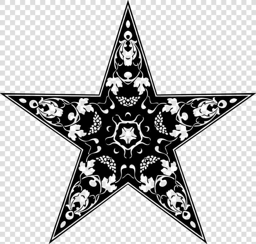 Abziehtattoo Nautical Star Paisley   Estampado Blanco Y Negro De Estrellas  HD Png DownloadTransparent PNG