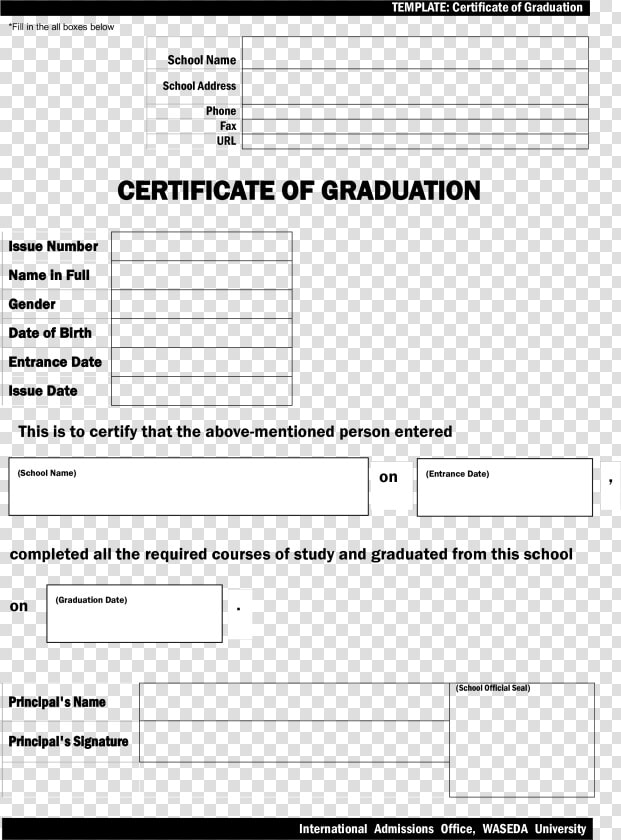 Blank Graduation Certificate Sample Main Image   Study School Certificate Sample  HD Png DownloadTransparent PNG