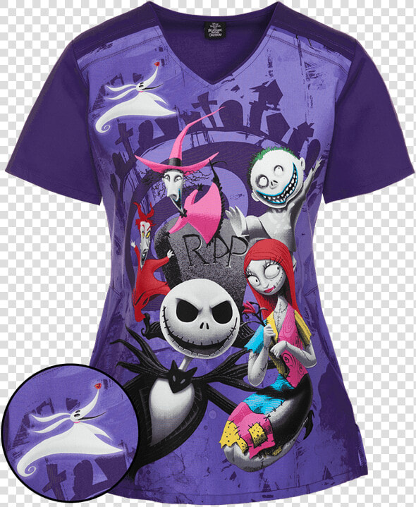 Nightmare Before Christmas Rip Print Scrub Top  HD Png DownloadTransparent PNG