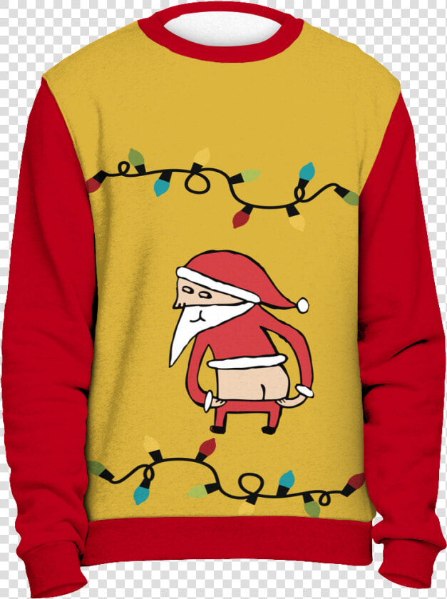 On Sale Bad Santa Ugly Christmas Sweater   Long sleeved T shirt  HD Png DownloadTransparent PNG