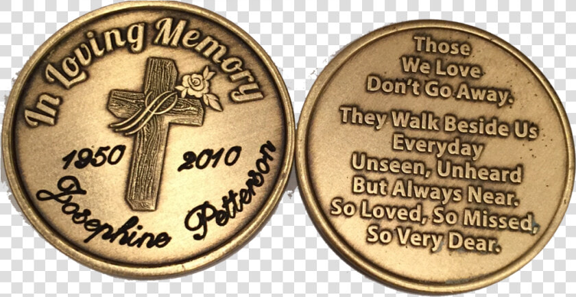 Engraved In Loving Memory Rose Cross Bronze Memorial   Coin  HD Png DownloadTransparent PNG