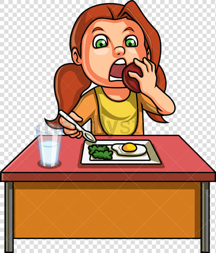 Eating Little Girl Healthy Breakfast Vector Cartoon   Cartoon Girl Eating Breakfast  HD Png DownloadTransparent PNG