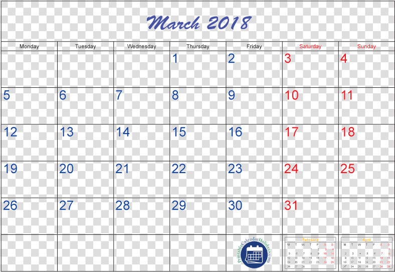 March 2018 Calendar With Holidays   November 2018 Calendar Days  HD Png DownloadTransparent PNG