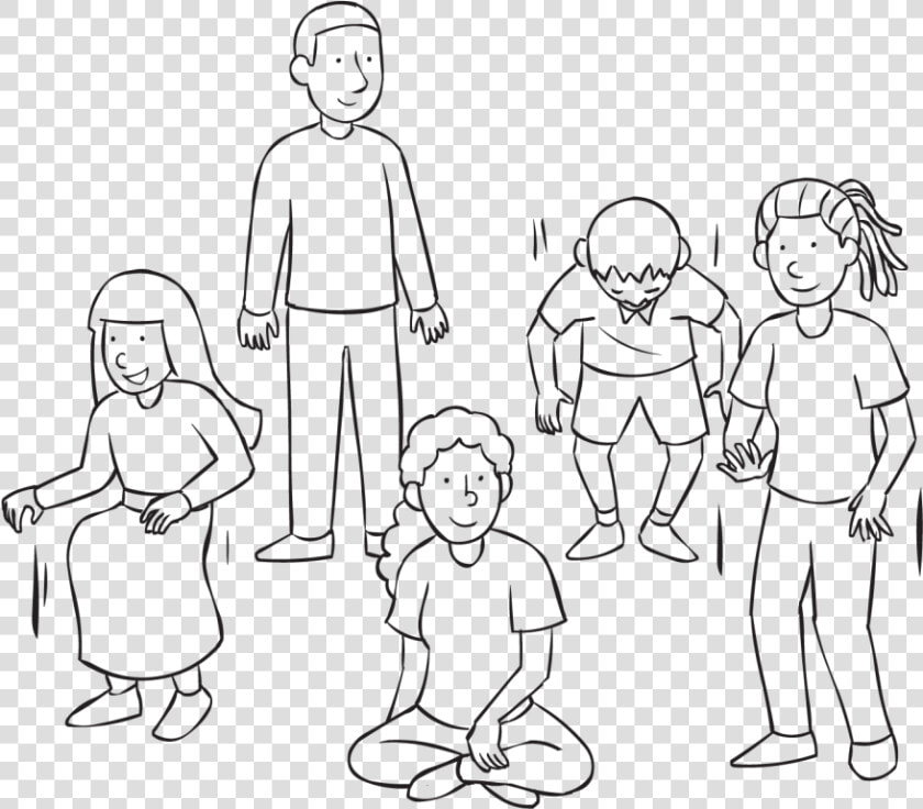 Group Of People Standing And Sitting As Part Of Fun   Line Art  HD Png DownloadTransparent PNG