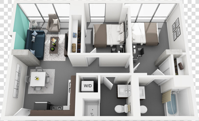Two Bedroom  Two Bathroom   Uchicago Campus North Apartment  HD Png DownloadTransparent PNG