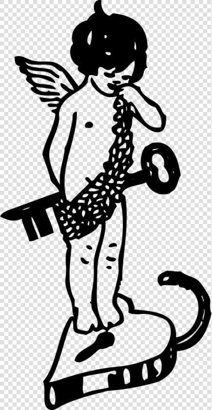 Cupid And Lock Svg Clip Arts   Malaikat Lucu Hitam Putih  HD Png DownloadTransparent PNG