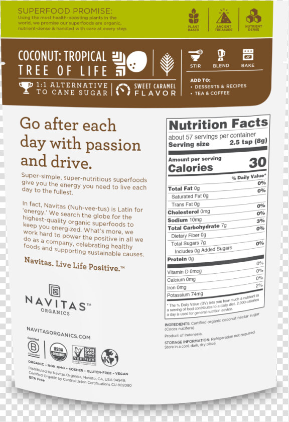 Coconut Palm Sugar Navitas  HD Png DownloadTransparent PNG