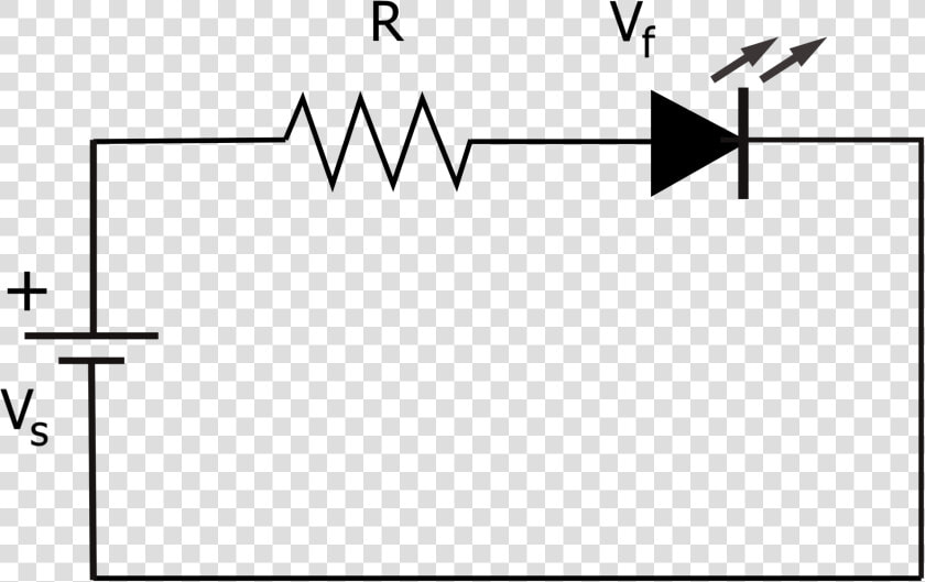 Electrical Circuit Diagram Showing An Led And Resistor   Led Resistor Circuit  HD Png DownloadTransparent PNG