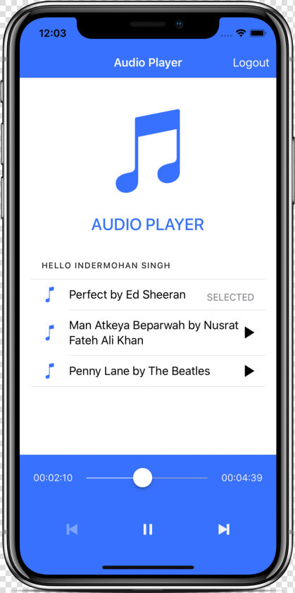 Ionic Audio Player Demo App Ui   Ionic Native Audio Example  HD Png DownloadTransparent PNG