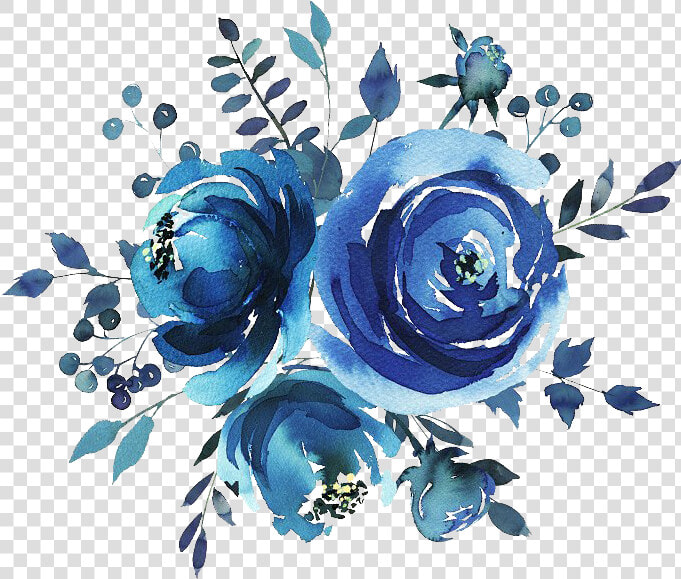 Watercolour Flowers Watercolor Painting Floral Bouquets   Blue Watercolor Floral Design  HD Png DownloadTransparent PNG