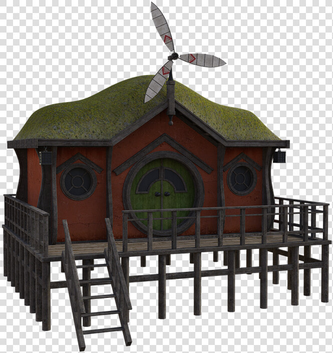 Fantasy  Fairy  Hut  3d  Mystical  Porch  Doors   Roof  HD Png DownloadTransparent PNG