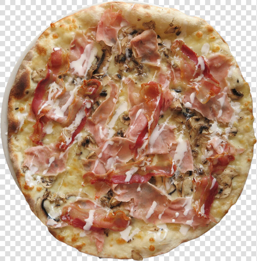 Double Cream  Ham cheese  Bacon  Mushrooms   California style Pizza  HD Png DownloadTransparent PNG