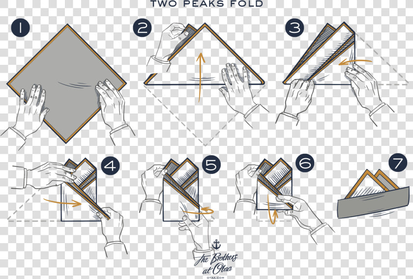 How To Fold A Two Peak Fold   Fold A Pocket Square Two Peaks  HD Png DownloadTransparent PNG