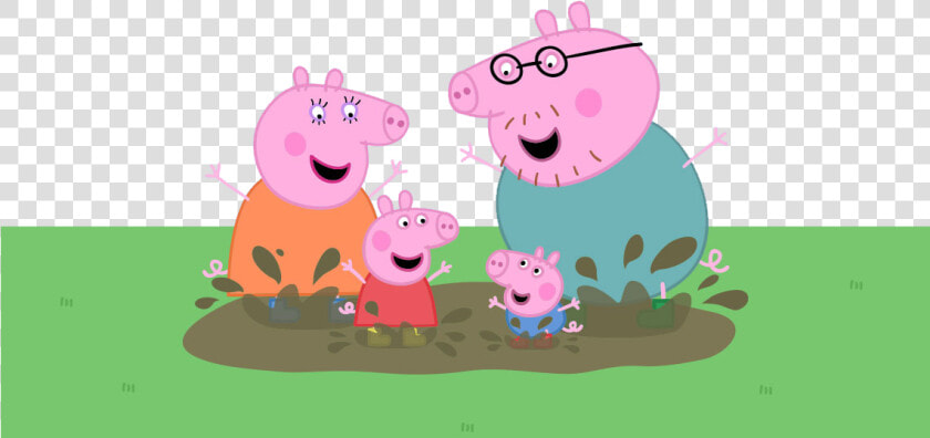 Transparent Peppa Pig Clipart   Peppa Pig Family Muddy Puddle  HD Png DownloadTransparent PNG