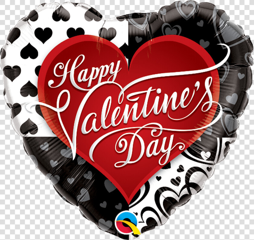 Valentine S Black And Red Hearts   Happy Valentines Day Balloon Foil  HD Png DownloadTransparent PNG