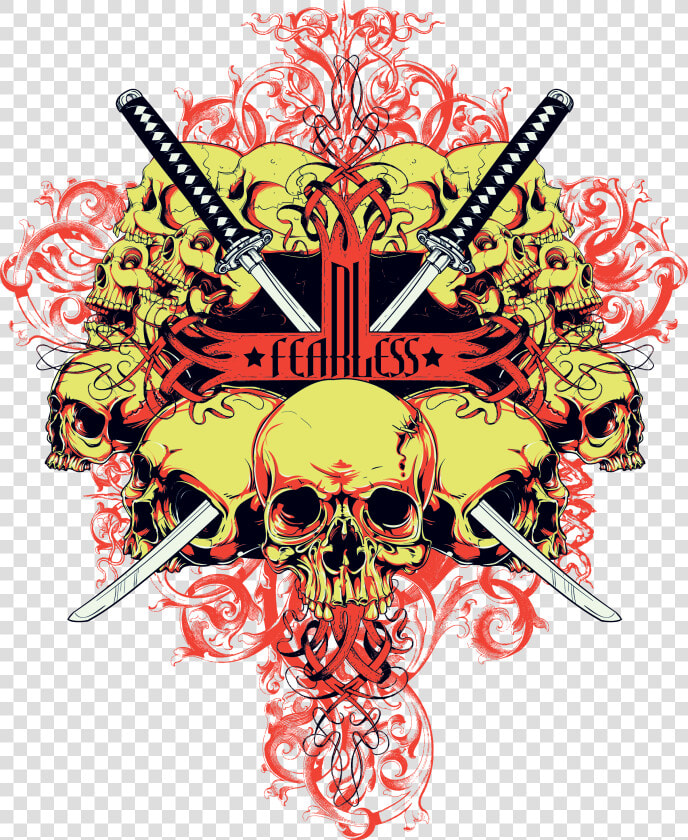 And Illustrator Skull T shirt Sword Adobe Clipart   T shirt  HD Png DownloadTransparent PNG