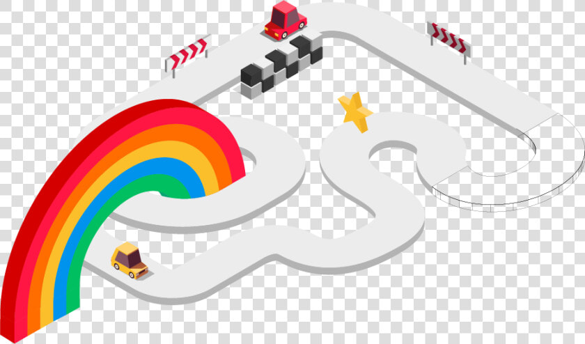 Illustration Of A Racetrack And Rainbow   Graphic Design  HD Png DownloadTransparent PNG