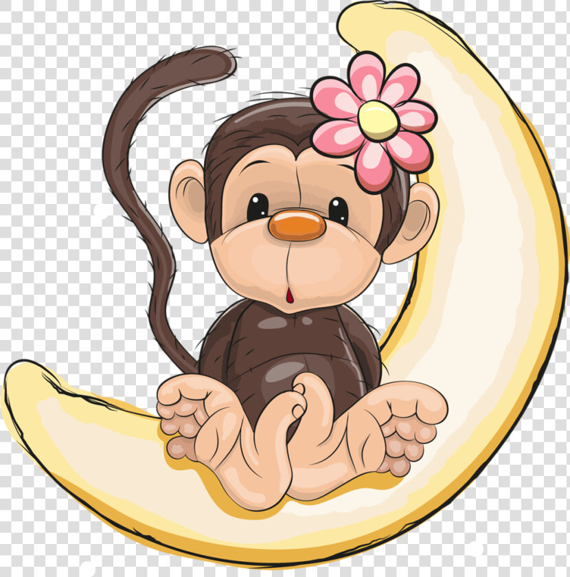 Monkey And Moon Clipart   Cute Cartoon Monkey  HD Png DownloadTransparent PNG