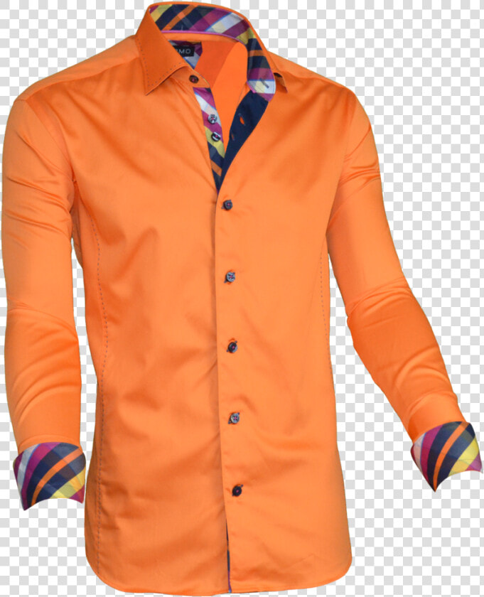 Check Shirt Png Pics   Orange Party Wear Shirt  Transparent PngTransparent PNG