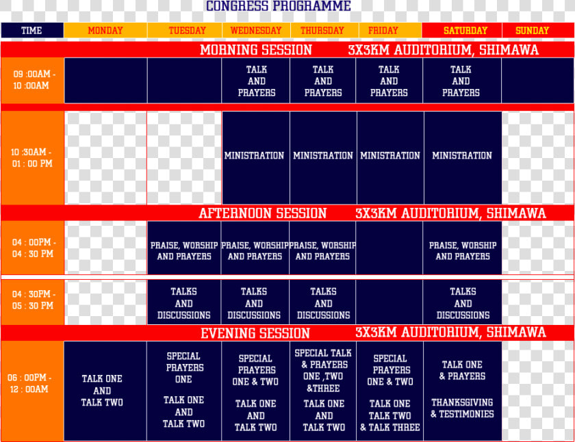 Annual Holy Ghost Congress » Programme   Holy Ghost Congress 2019 Schedule  HD Png DownloadTransparent PNG