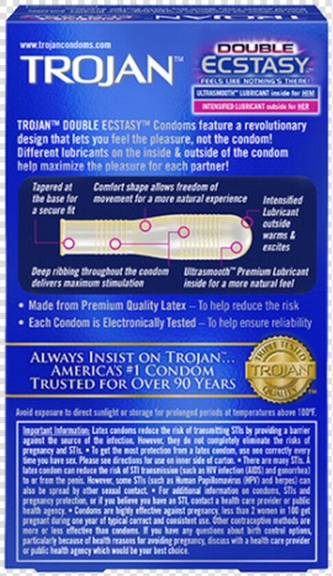 Trojan Double Ecstasy Lubricated Condoms 3 Counts   Trojan Bareskin Studded  HD Png DownloadTransparent PNG