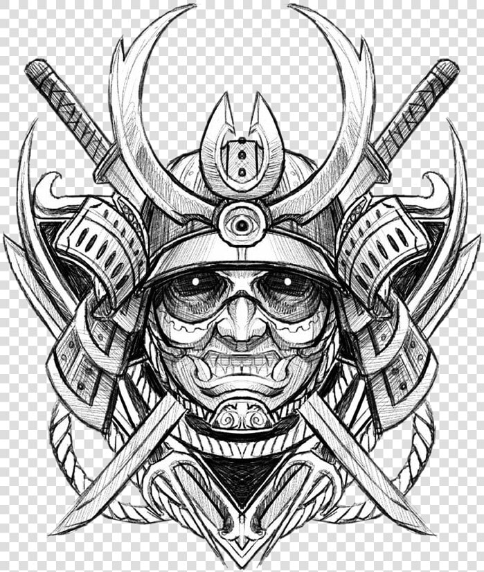 Ghost Tattoo Sketch Japanese Samurai Avatar Drawing   Samurai Drawing Face  HD Png DownloadTransparent PNG