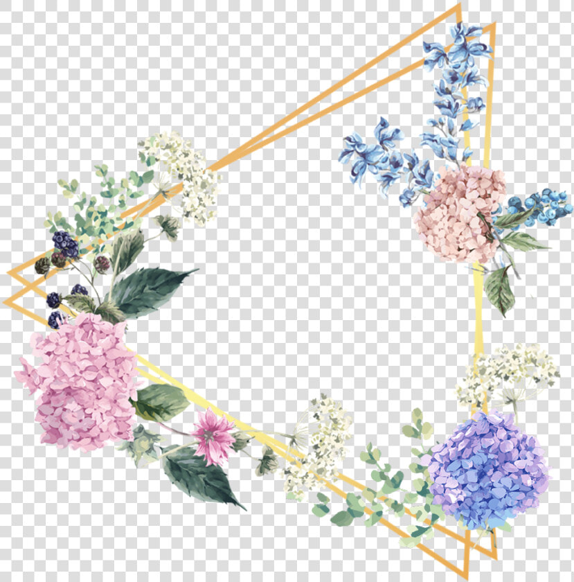  triangle  flower  floral  frame  gold  glitter  geometric   Floral Frame Picsart  HD Png DownloadTransparent PNG