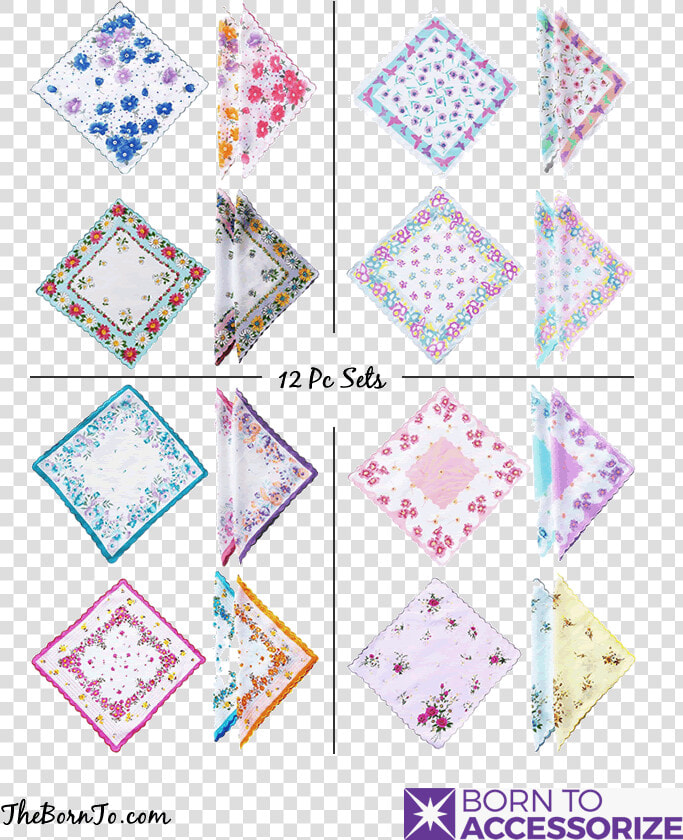 12 Pc Set Ladies Handkerchiefs With Scalloped Edges   Triangle  HD Png DownloadTransparent PNG