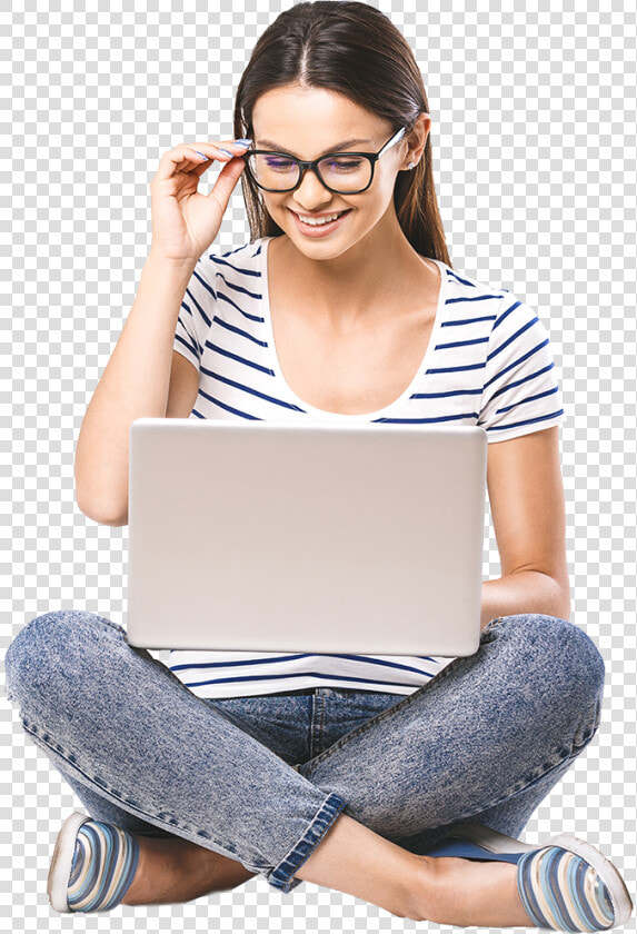 Transparent Person Sitting Down Png   Girls Using Laptop Png  Png DownloadTransparent PNG