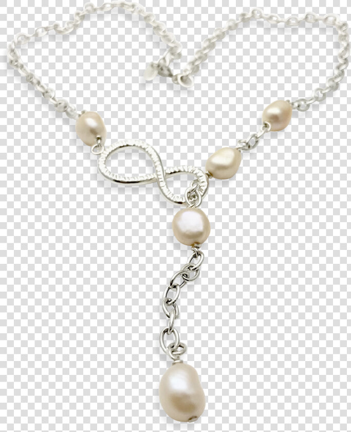 Pink Spring Lariat Necklace With Infinity Eight Pendant   Pearl  HD Png DownloadTransparent PNG