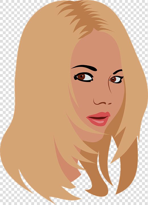 Beauty  Blonde  Face  Girl  Head  Woman  Attractive   Cartoon Girl Black Hair  HD Png DownloadTransparent PNG