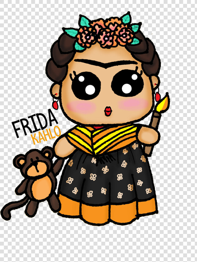 Frida Kahlo Kawaii Draw Frida Frida Kahlo  Kawaii   Cute Frida Kahlo Cartoon  HD Png DownloadTransparent PNG