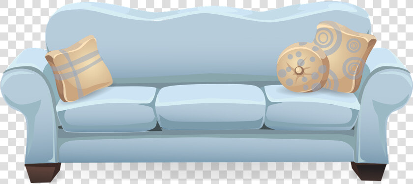 Couch  Sofa  Blue  Pillows  Cushions  Seating  Seat   Couch Clipart  HD Png DownloadTransparent PNG