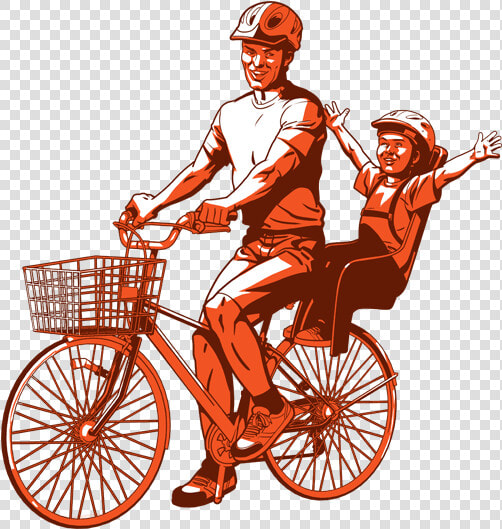 Dad And Child On Bicycle Png   Hybrid Bicycle  Transparent PngTransparent PNG