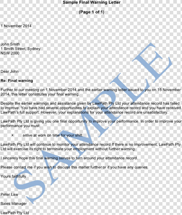 Final Warning Letter Sample Lawpath Warning Letter   Letter Of Demand For Outstanding Payment  HD Png DownloadTransparent PNG