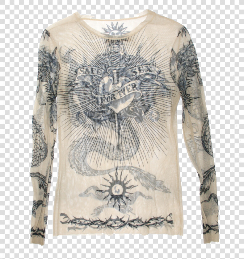 Jean Paul Gaultier Mesh Longsleeve Top Tattoo 90s Rare   Jean Paul Gaultier Tattoo Shirt  HD Png DownloadTransparent PNG
