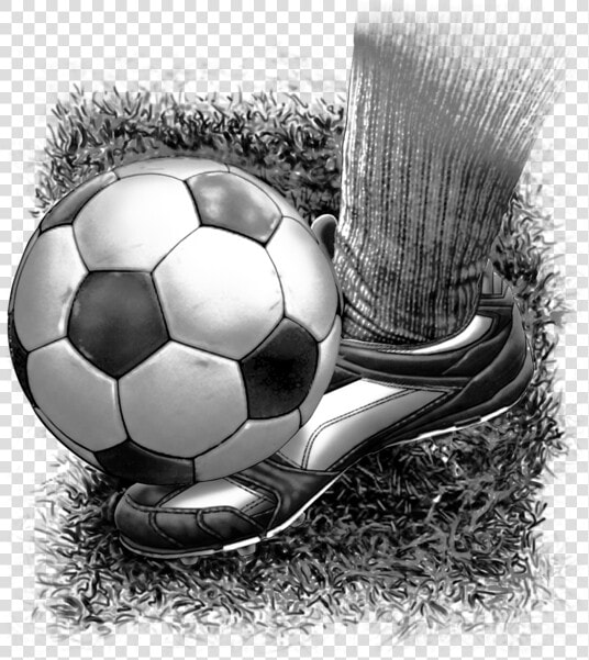 Soccer Fabric  Foot Kicking The Ball  Black And White   Football  HD Png DownloadTransparent PNG