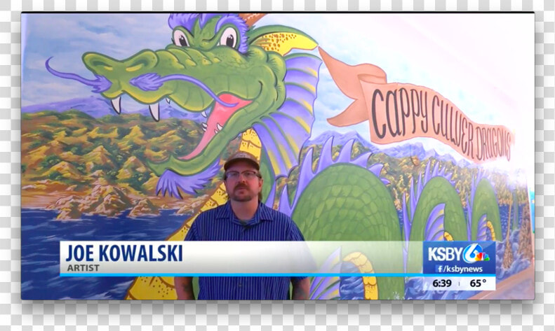Artist Joe Kowalski With The New Dragon Mural At Cappy   Poster  HD Png DownloadTransparent PNG