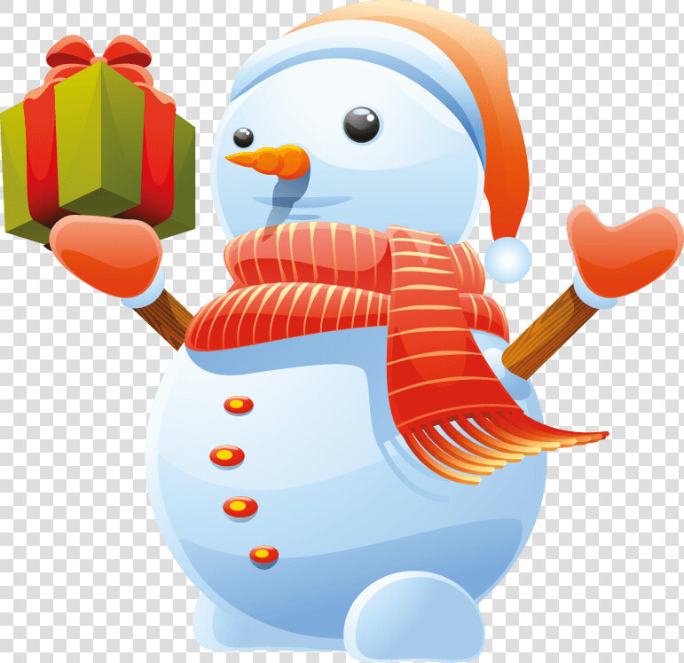 3d Cute Snowman Vector Art Png   Snowman With Gift Png  Transparent PngTransparent PNG