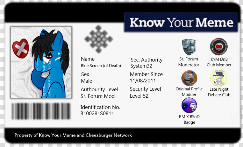 Know Your Meme Dnb Name Blue Screen System32 Sex Male   Identification Card Blank Hd  HD Png DownloadTransparent PNG