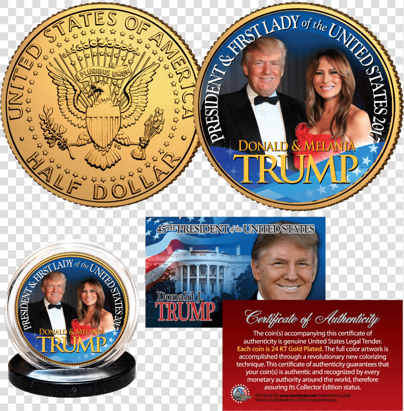 Donald  amp  Melania Trump Gold Collector Coin   Melania Trump Coin  HD Png DownloadTransparent PNG