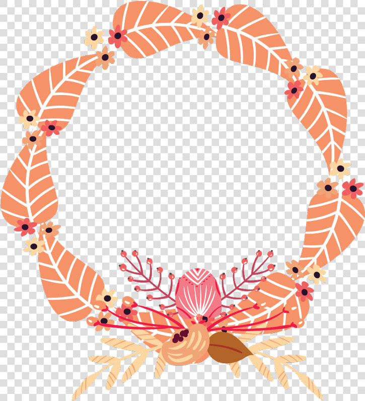 Autumn Fall Leaves Flowers Wreath Frame Border Crab   Fall Leaf Wreath Clipart  HD Png DownloadTransparent PNG