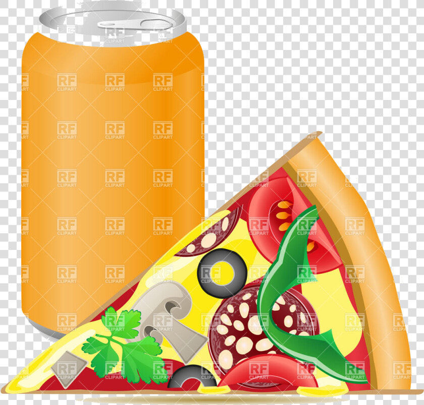 Soda Pizza And Aluminum Cans With Vector Image Illustration   Pizza And Pop Clip Art  HD Png DownloadTransparent PNG