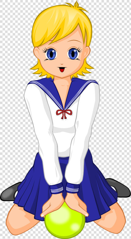 Gopher Anime Schoolgirl With Green Ball   Anime School Girl Pin  HD Png DownloadTransparent PNG