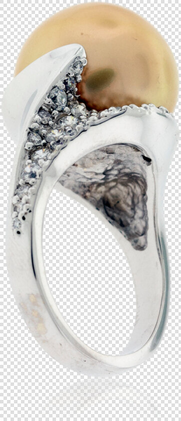 Golden Pearl And Diamond Swirl Ring   Pre engagement Ring  HD Png DownloadTransparent PNG