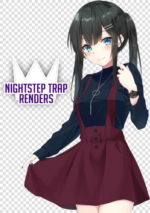 Clip Art Cute Girl Png   Anime Girl Black Hair Blue Eyes  Transparent PngTransparent PNG