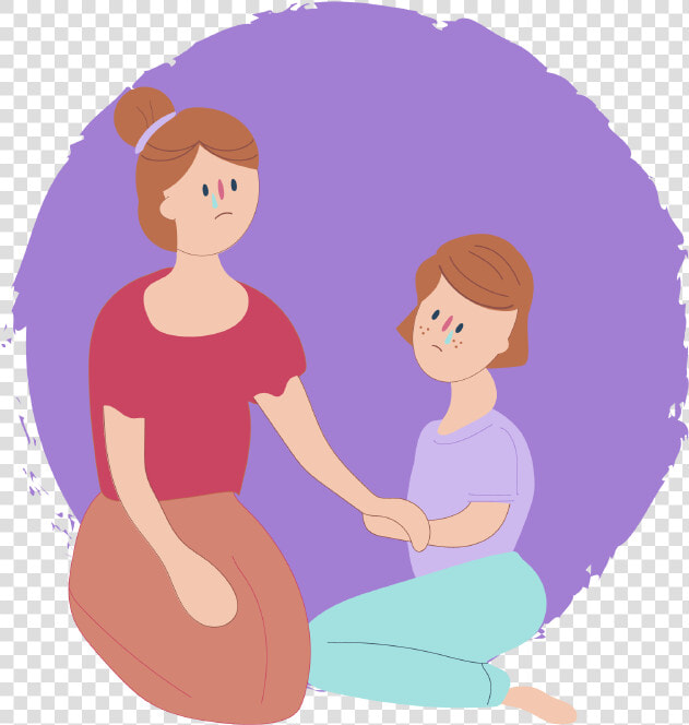Girl Sitting Down Looking Sad With Mum Who Is Also   Illustration  HD Png DownloadTransparent PNG